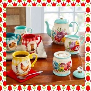 🌺New Pioneer Woman Sweet Romance 9-Piece Stoneware Novelty Mug Tea Gift …